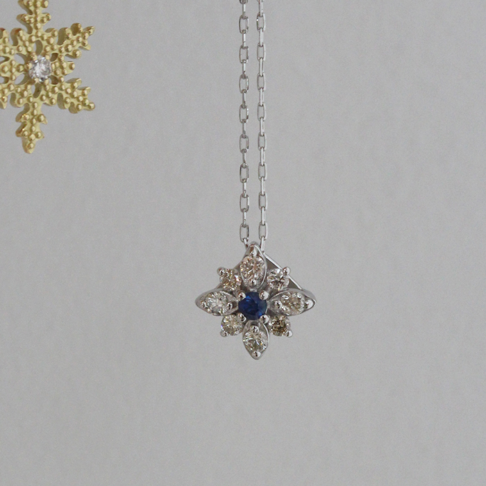 [Imported in Japan/one Jewelry] Platinum pt950 + Diamond, Blue Sapphire Necklace